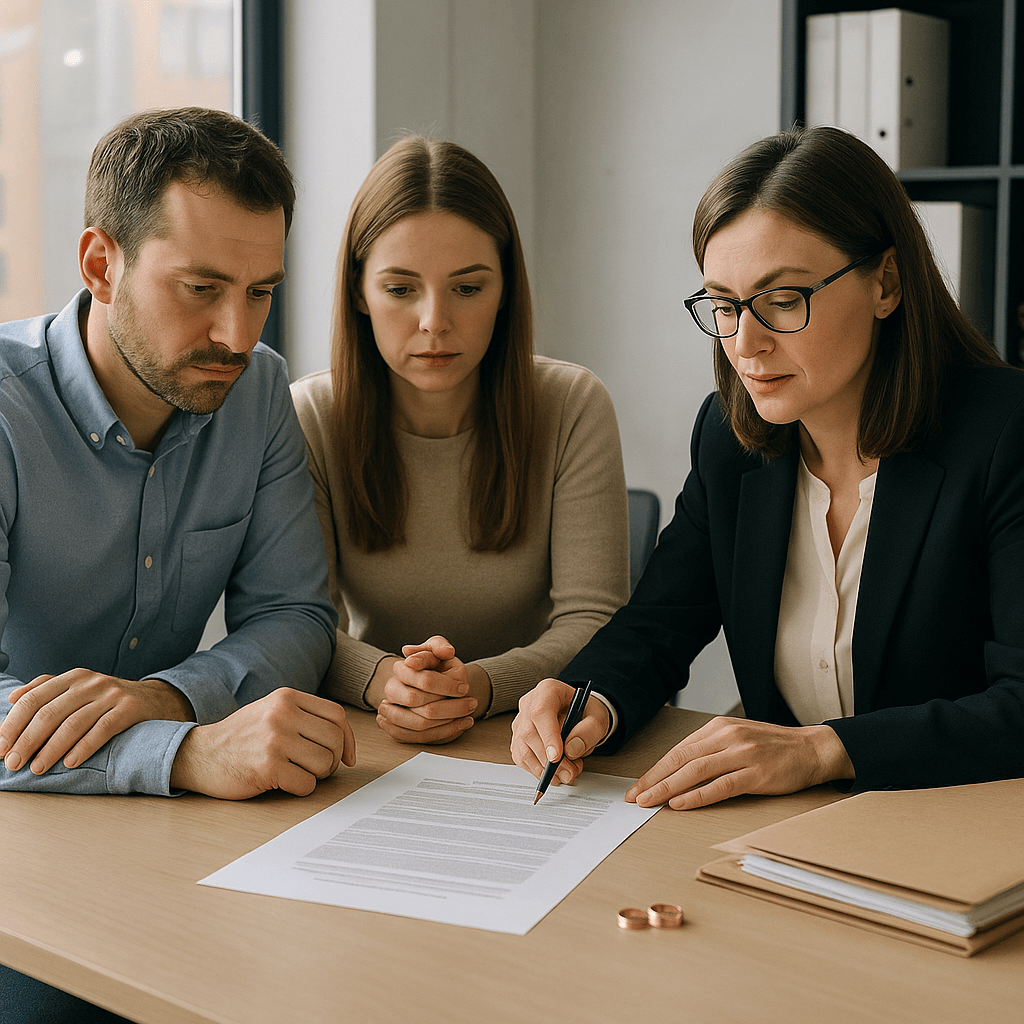 Ex pareja gestionando el convenio regulador
